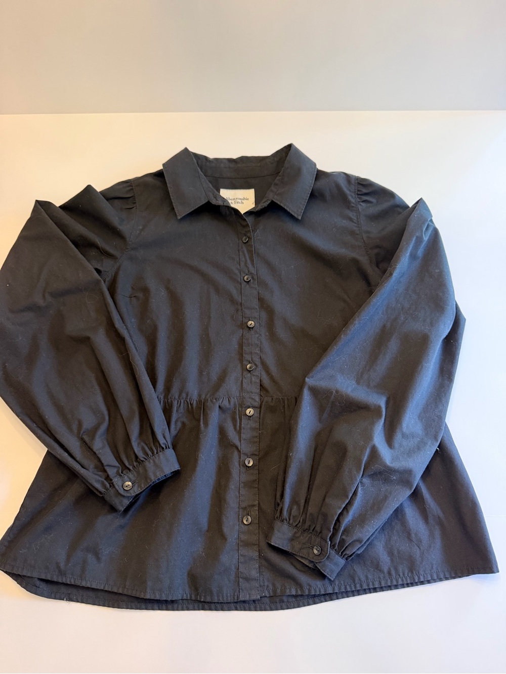 Abercrombie & Fitch Black Button Down Peplum Blouse Sz M